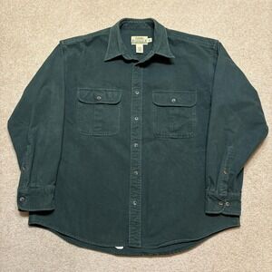 Cabelas Deerskin Chamois Shirt Mens XL Green Heavyweight Flannel Button Up Soft